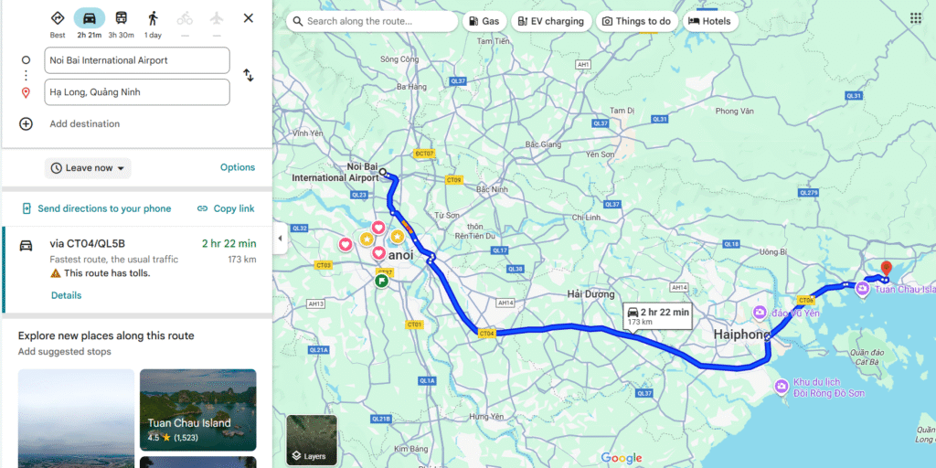Noi Bai International Airport To Halong Bay Distance